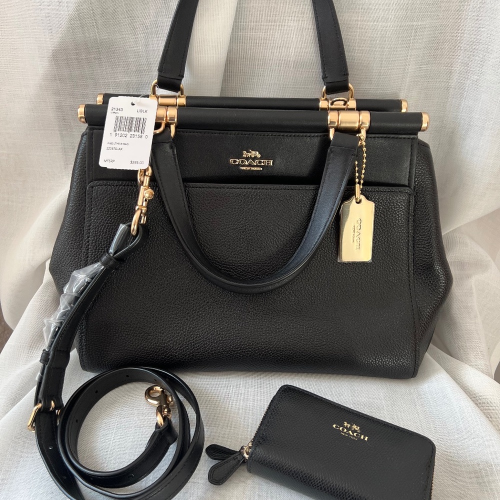 Coach purse with matching double card case